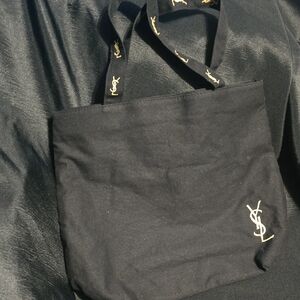 Yves Saint Laurent Black and Gold Logo Tote